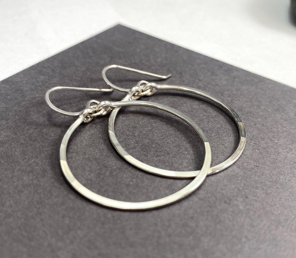 Sterling Silver Medium Dangle Hoop Earrings