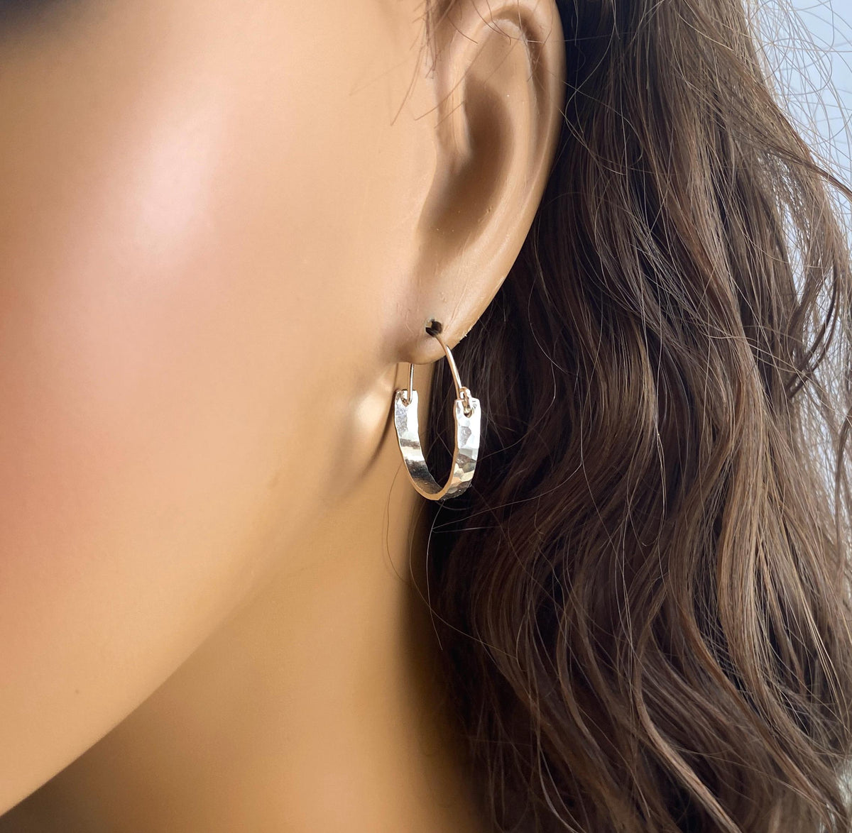Small Hammered Sterling Silver Hoop Earrings