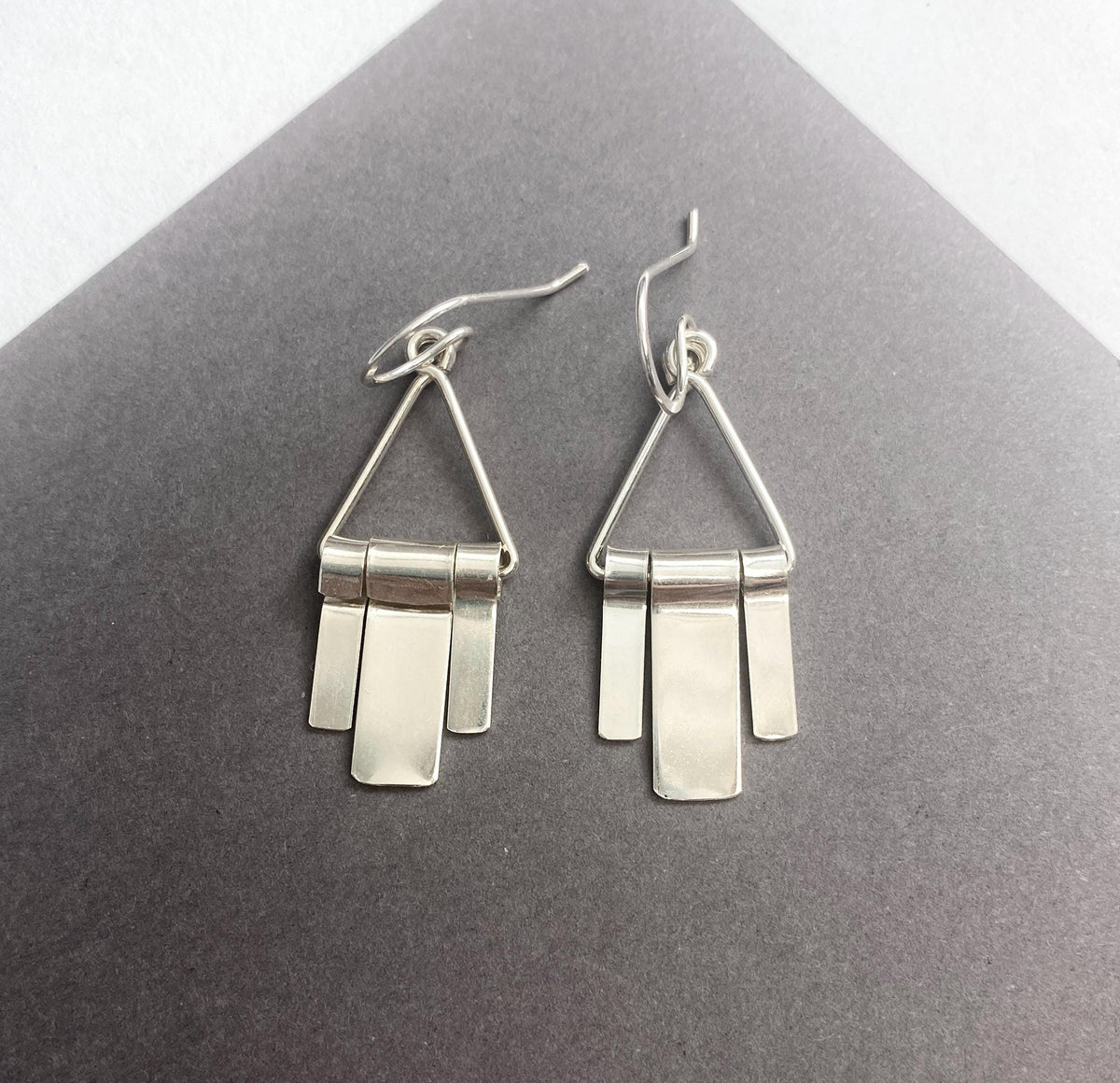 Sterling Silver Geometric Fringe Dangle Earrings