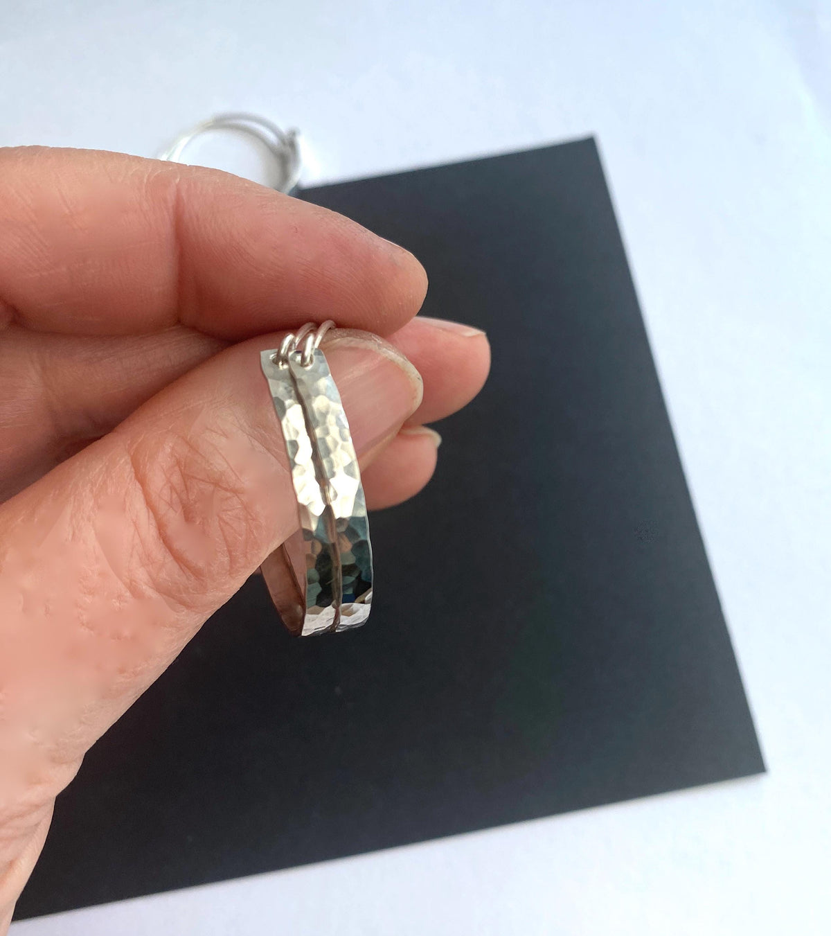 Hammered Sterling Silver Boho Hoop Earrings