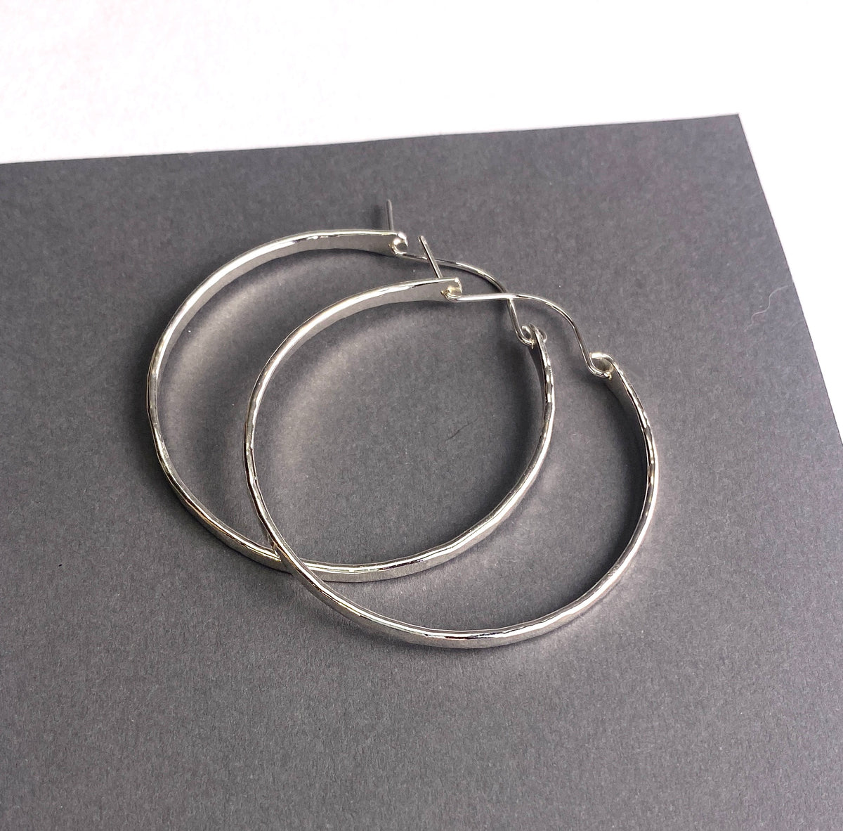 Handmade Sterling Silver Hammered Hoops