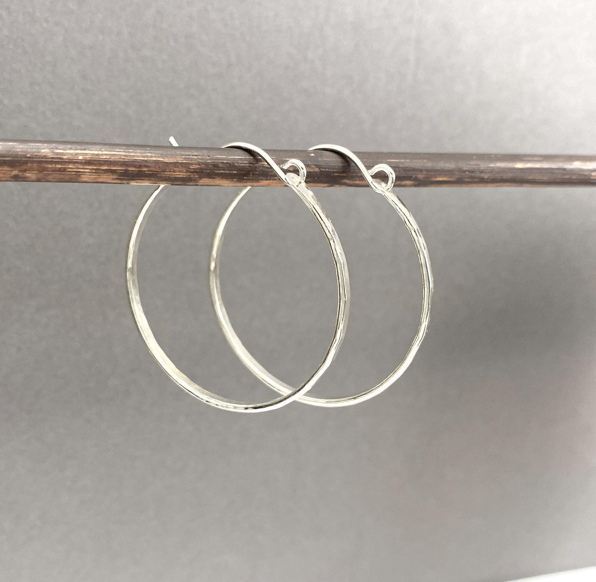 Medium Hammered Sterling Silver Hoop Earrings