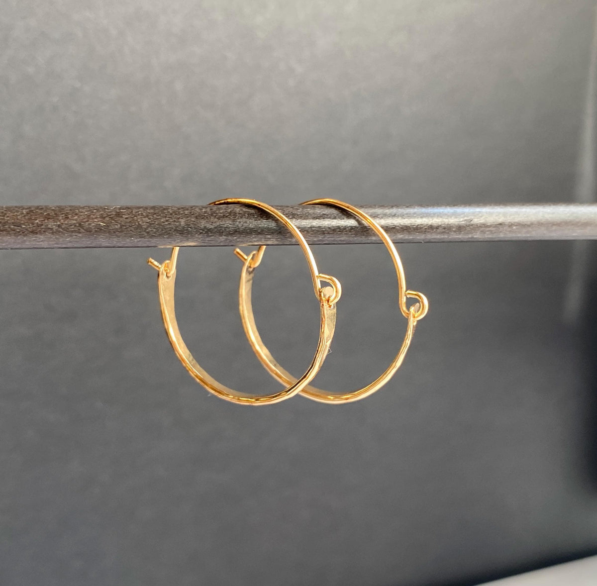 Small Gold Filled Hammered Hoop Earrings