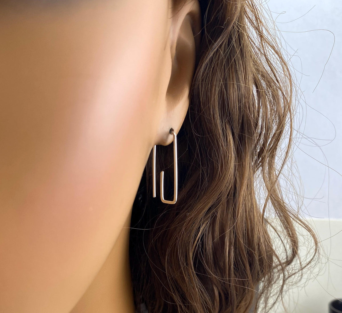 Silver Minimalist Geometric Wire Earrings