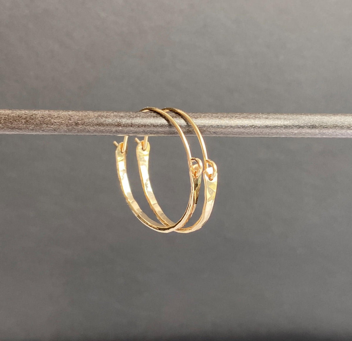 Small Gold Filled Hammered Hoop Earrings