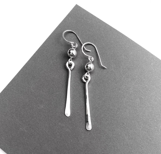Long Sterling Silver Drop Dangle Earrings