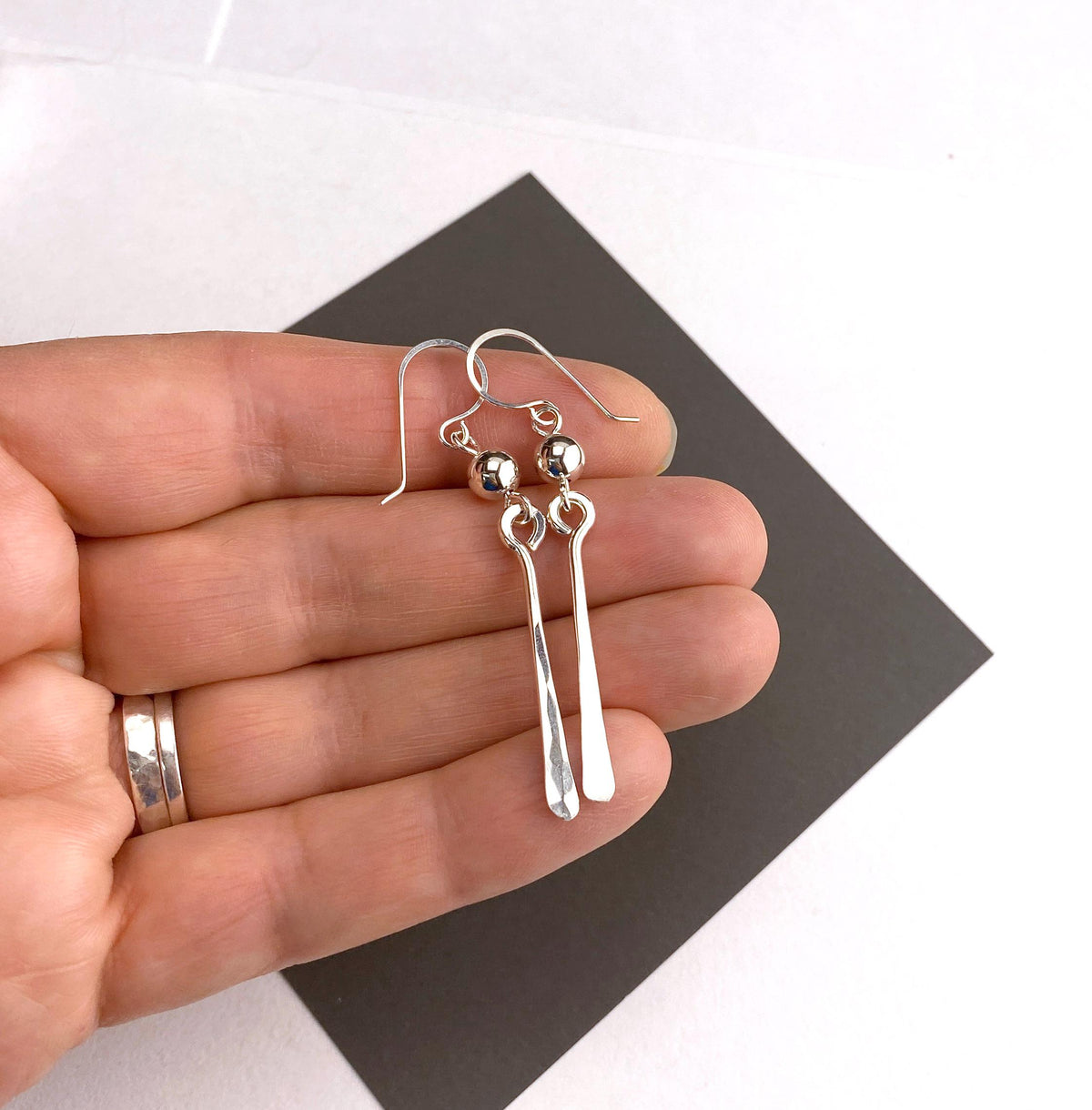 Long Sterling Silver Drop Dangle Earrings