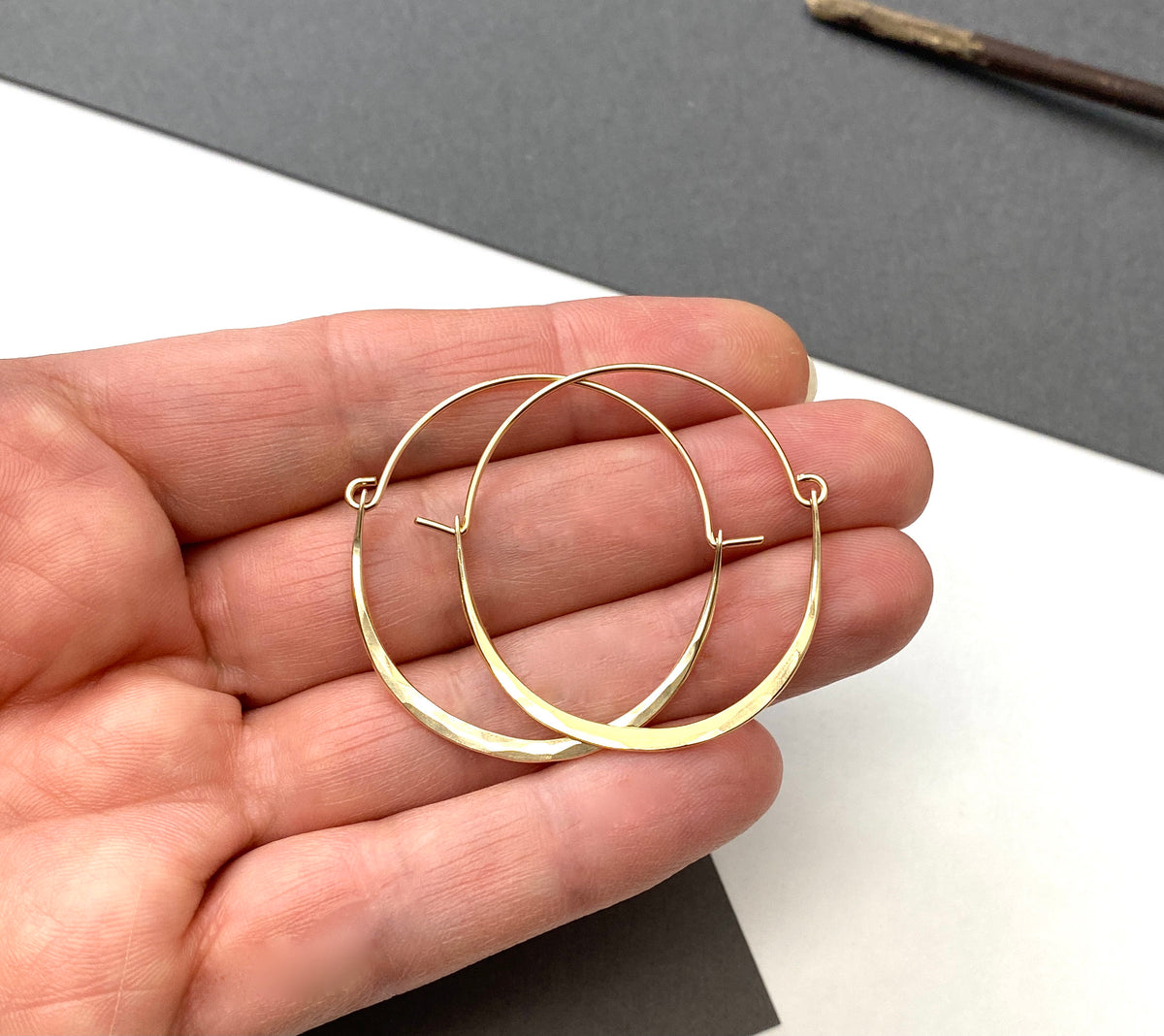 Medium Gold Filled Artisan Hoops