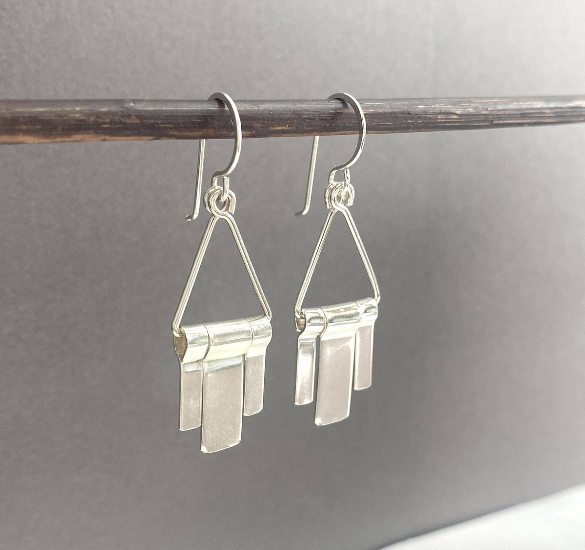 Sterling Silver Geometric Fringe Dangle Earrings
