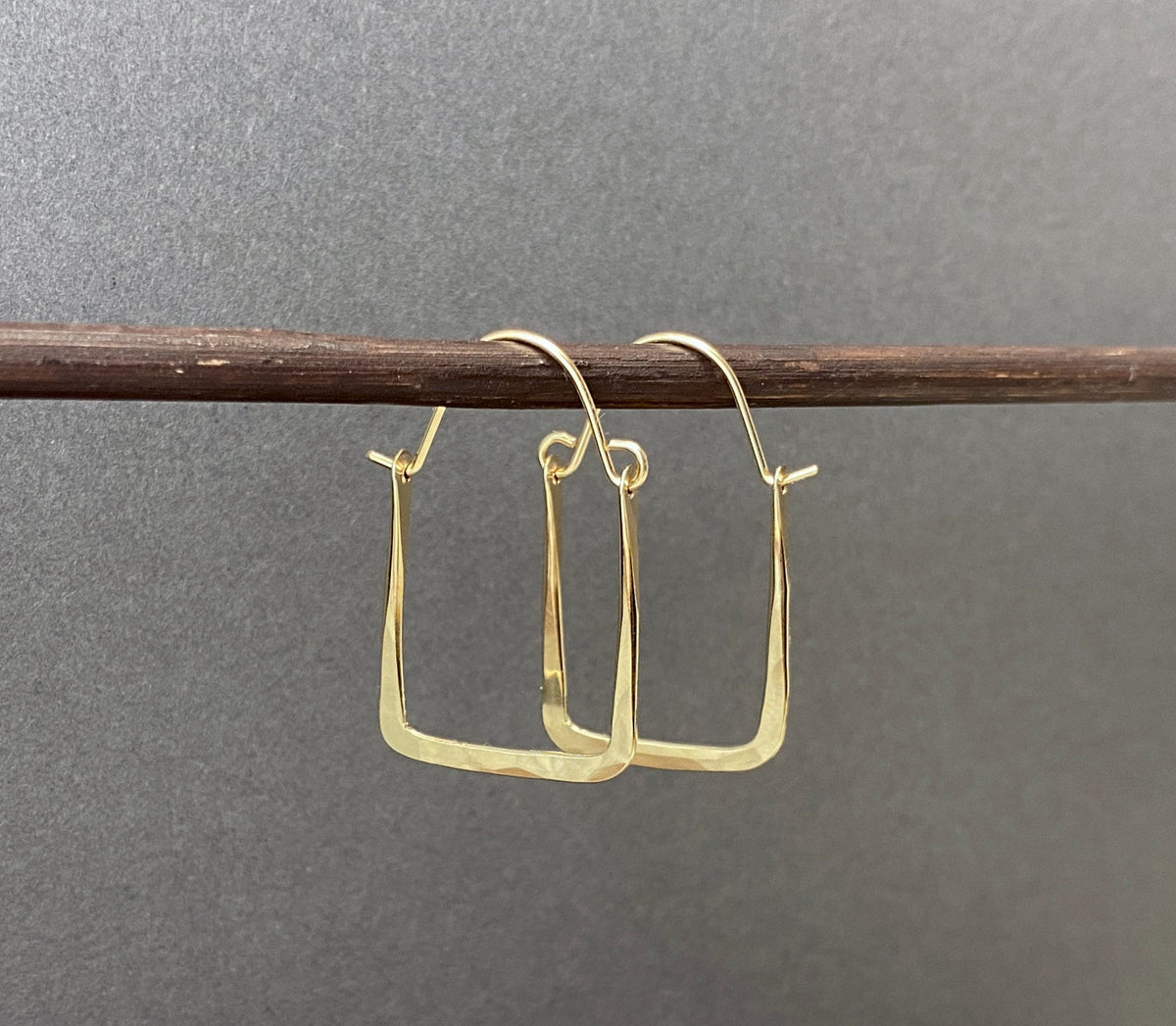 Rectangle gold filled hoop earrings