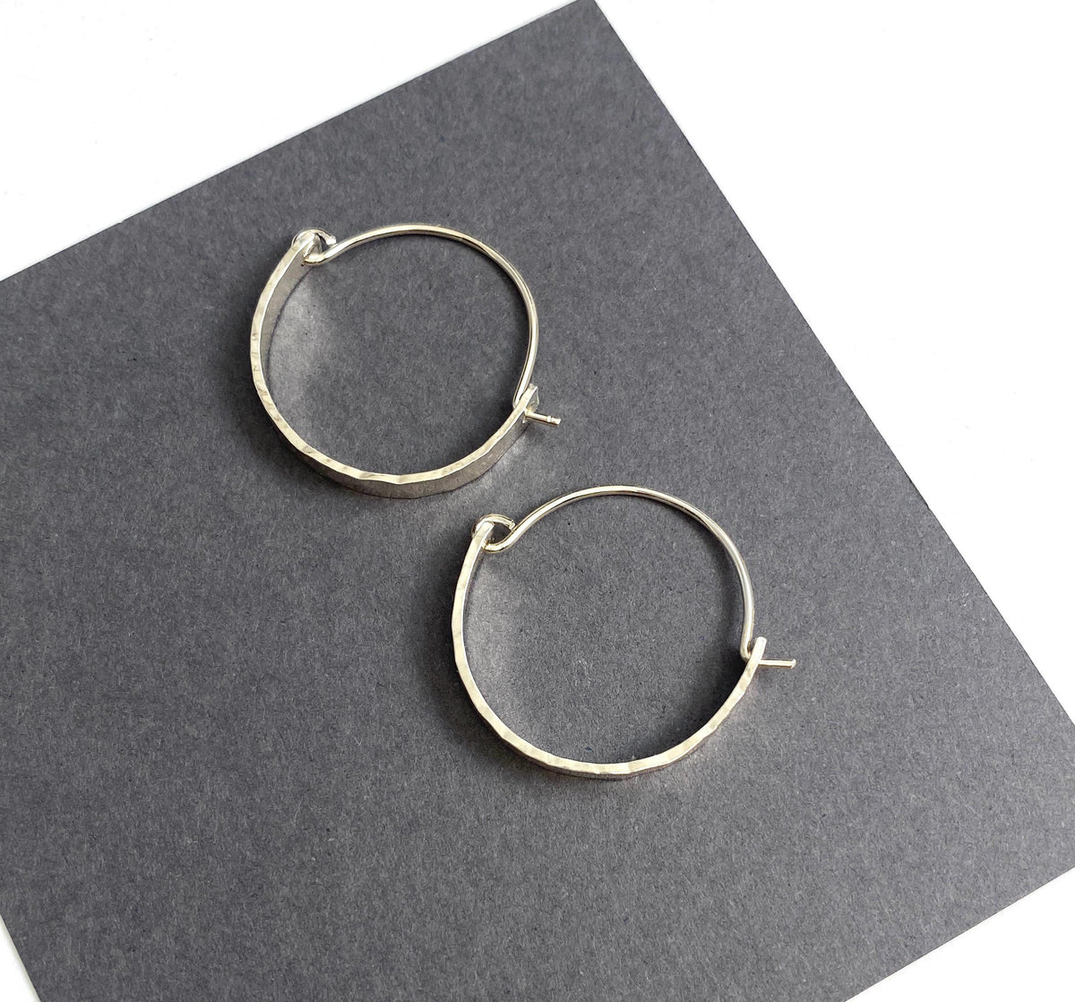 Small Hammered Sterling Silver Hoop Earrings