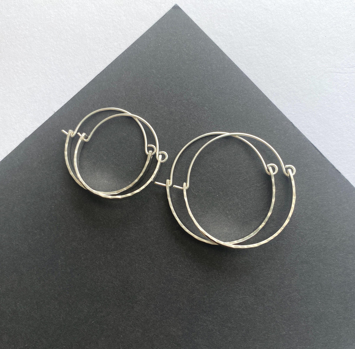 Hammered Sterling Silver Boho Hoop Earrings