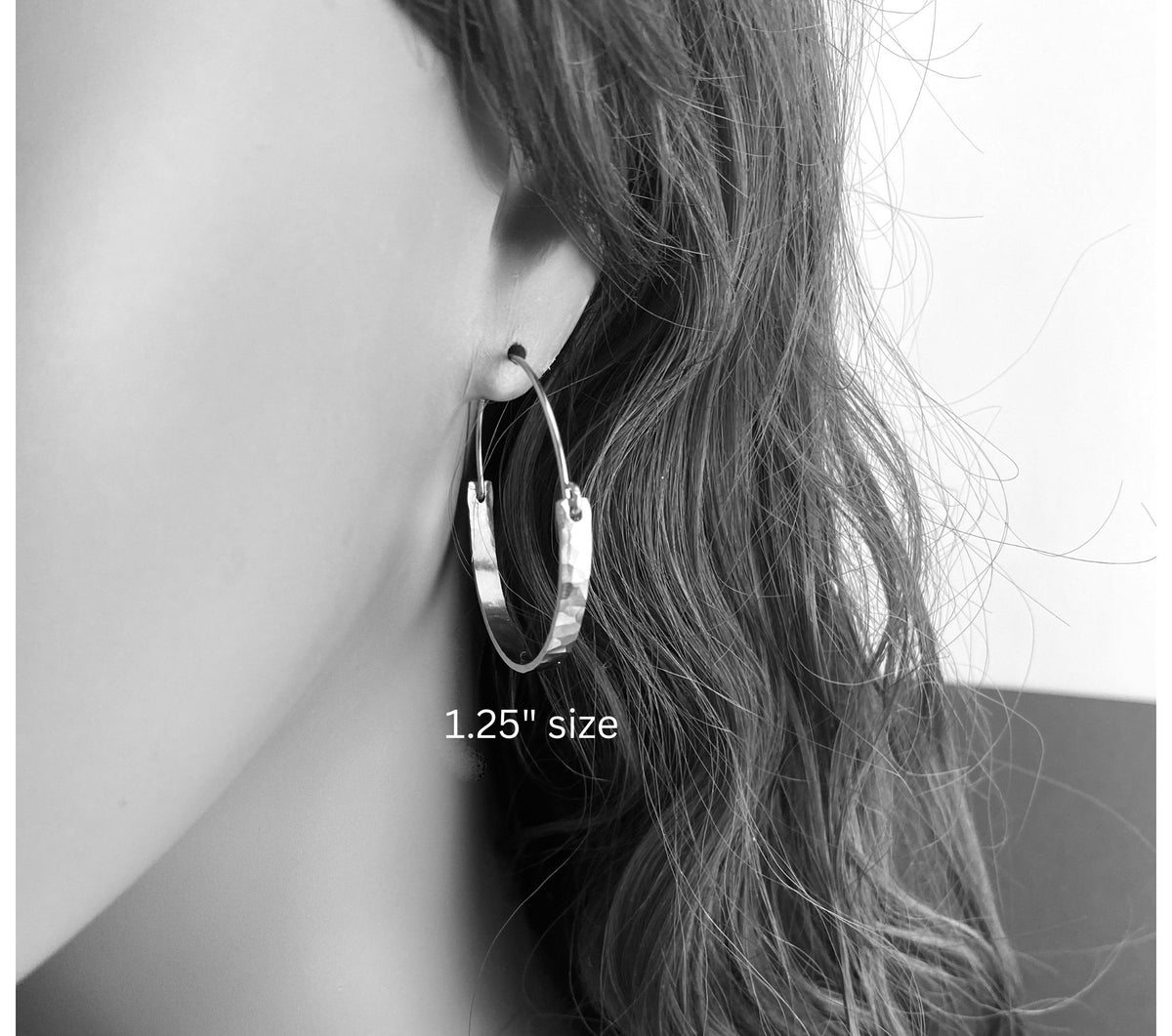 Hammered Sterling Silver Boho Hoop Earrings