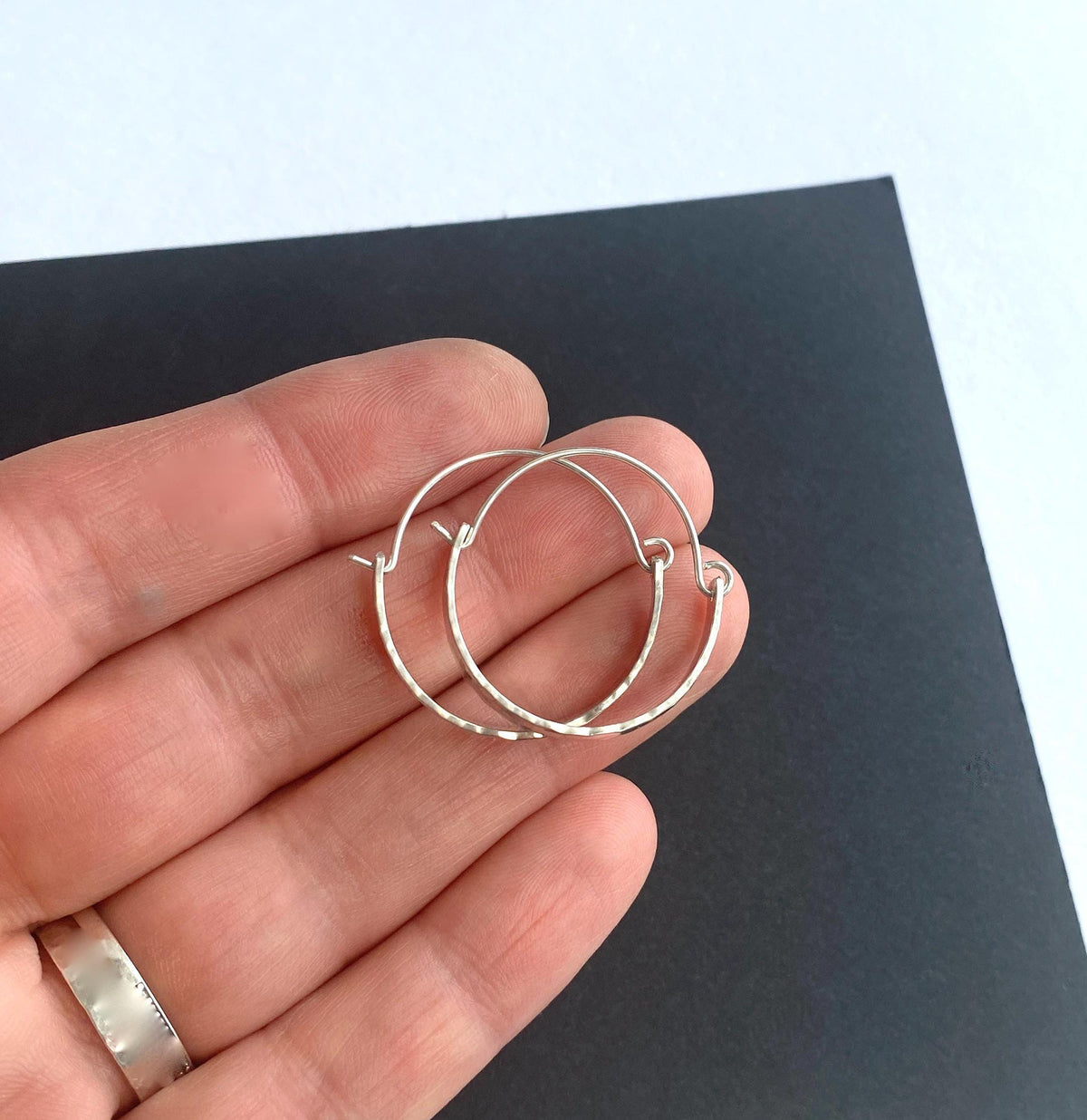 Hammered Sterling Silver Boho Hoop Earrings