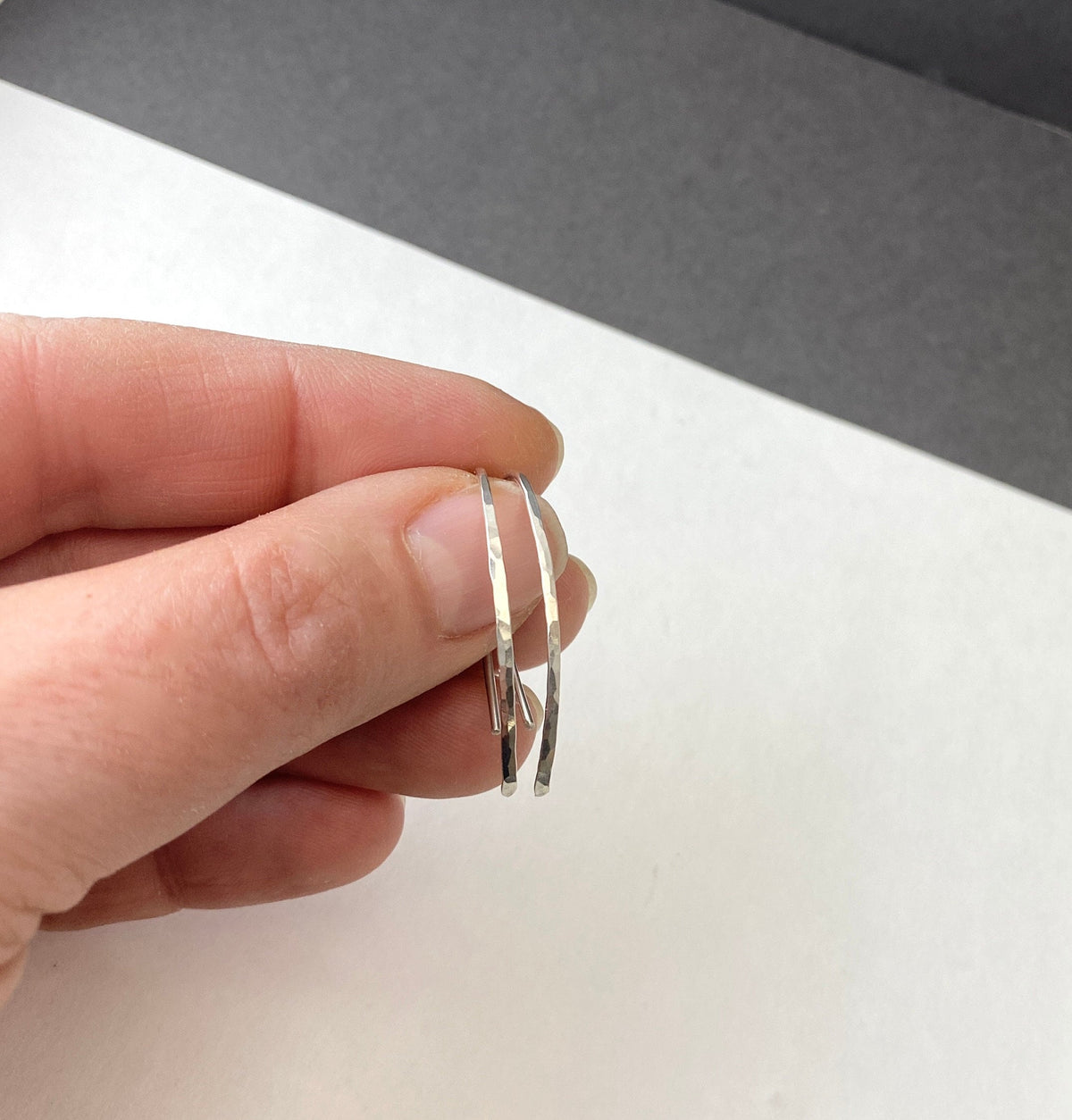 Hammered Oval Minimalist Open Hoop Earrings