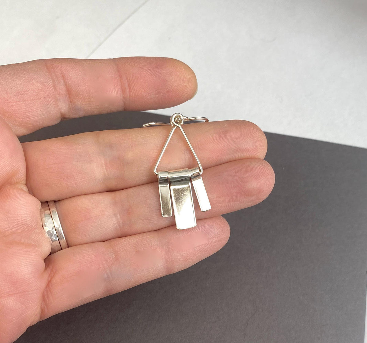 Sterling Silver Geometric Fringe Dangle Earrings