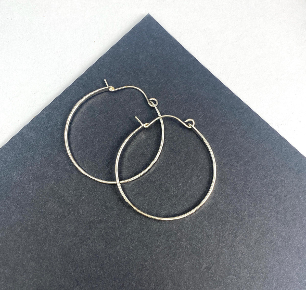 Medium Hammered Sterling Silver Hoop Earrings