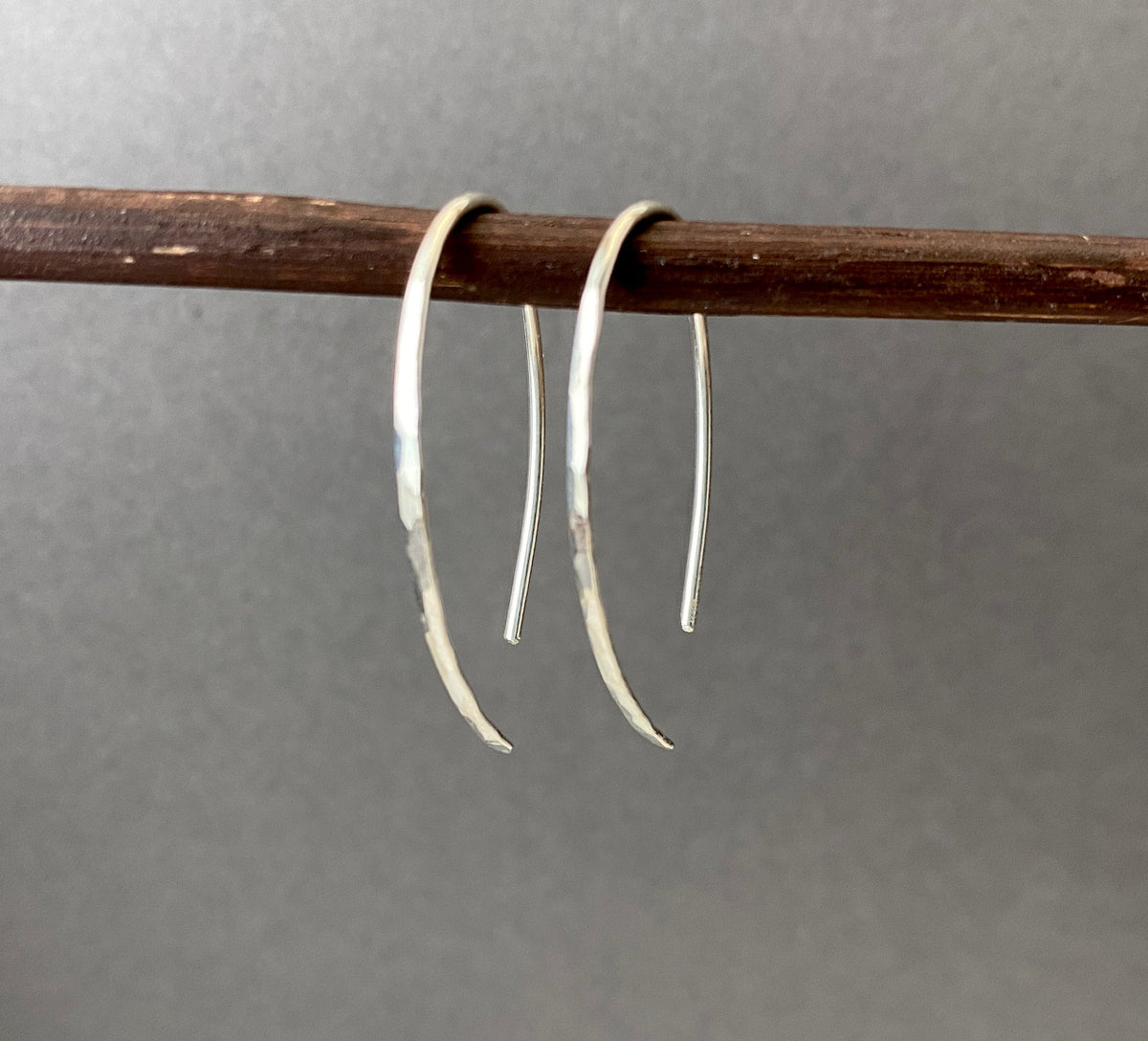 Hammered Oval Minimalist Open Hoop Earrings