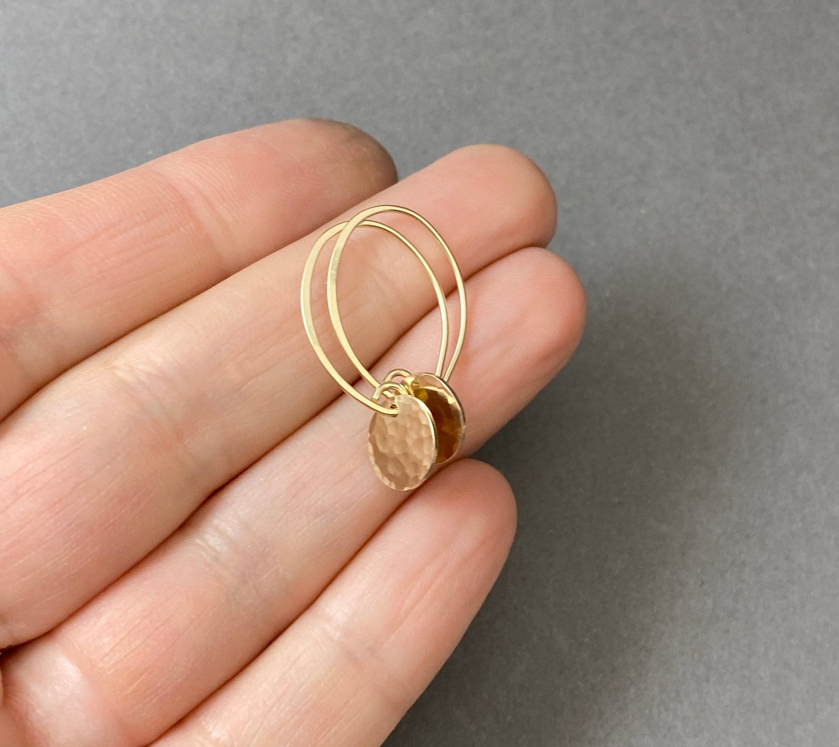 Small Minimalist Gold Disc Drop Earrings