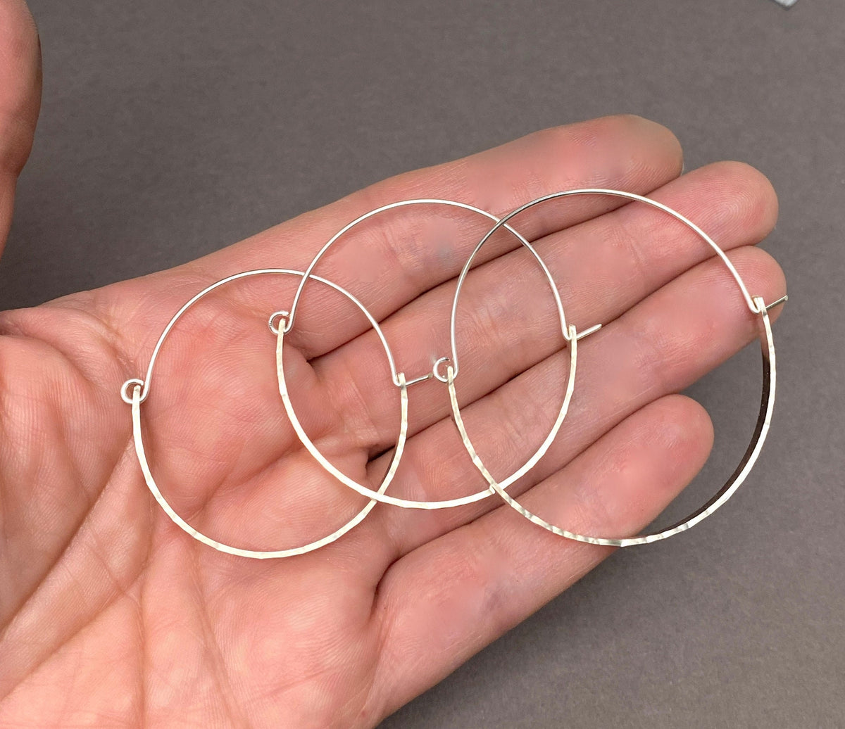 Hammered Sterling Silver Boho Hoop Earrings