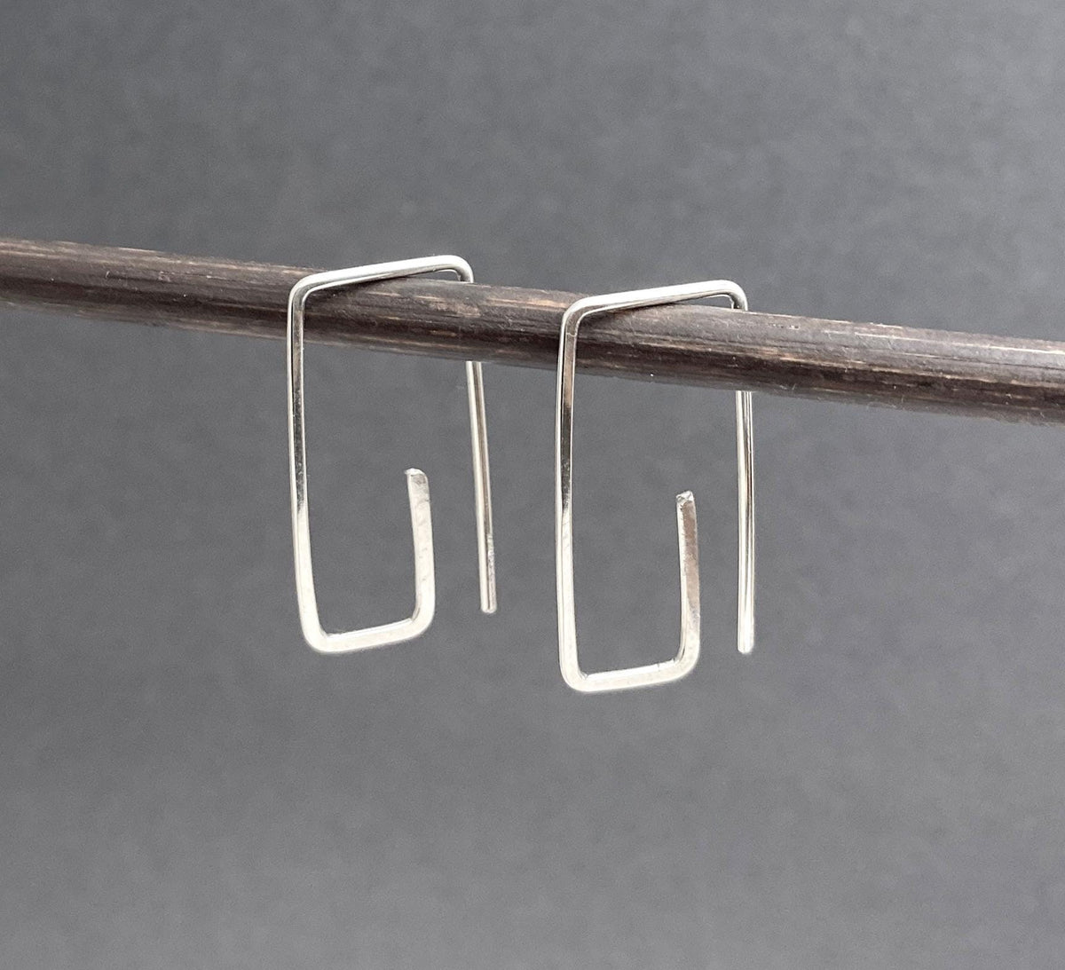Silver Minimalist Geometric Wire Earrings