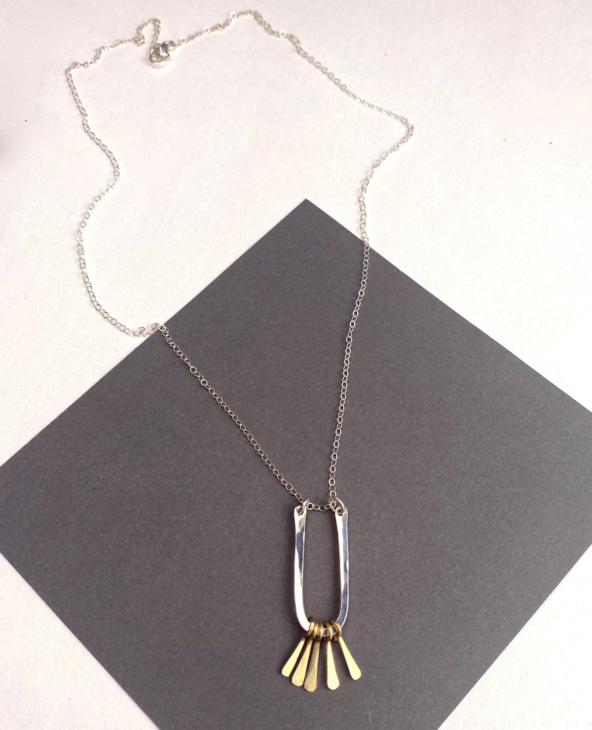 Silver and Gold Mixed Metal Fringe Pendant Necklace