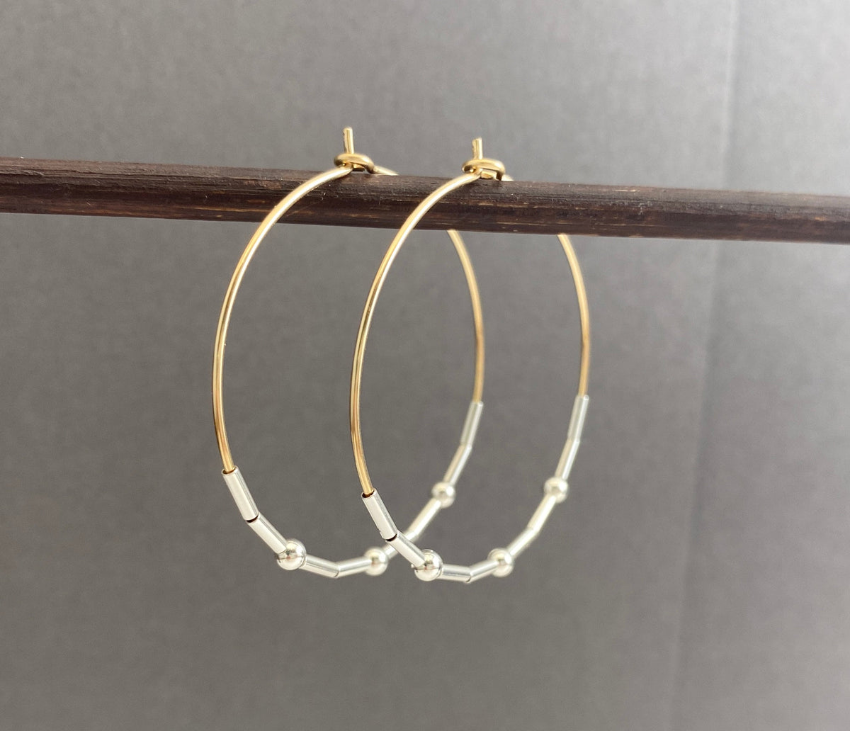 Two Tone Silver and Gold Hoop Earrings
