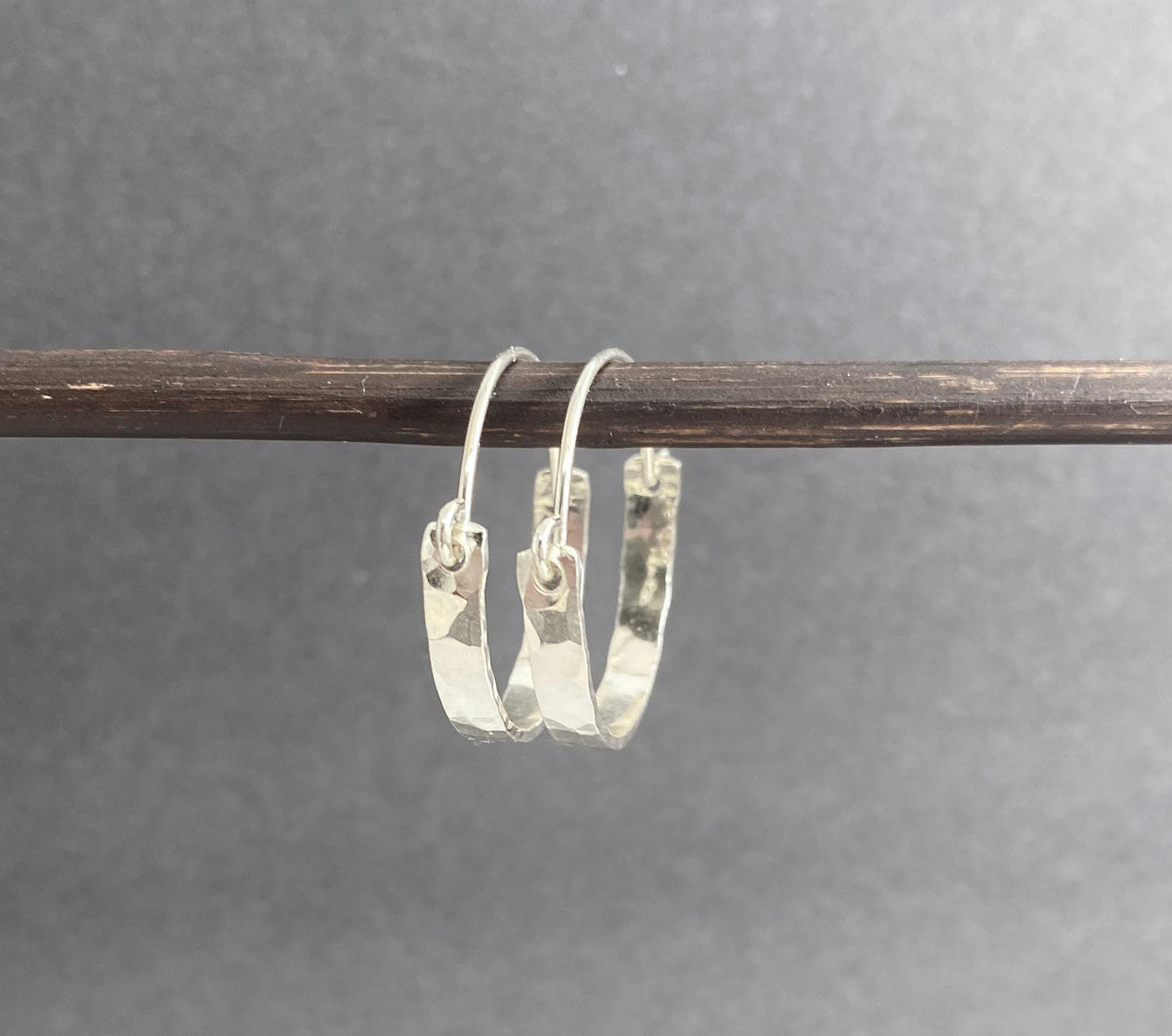 Small Hammered Sterling Silver Hoop Earrings