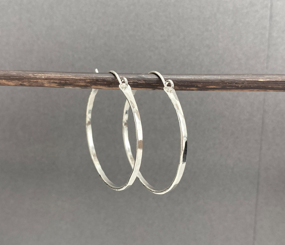 Medium Hammered Sterling Silver Hoop Earrings