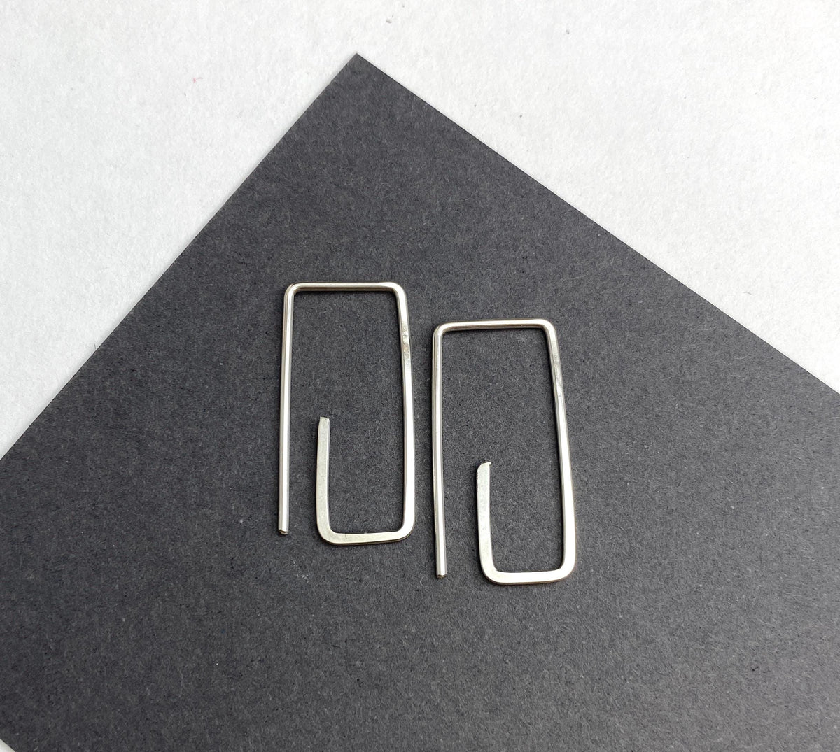 Silver Minimalist Geometric Wire Earrings