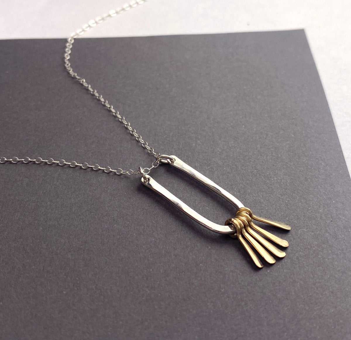 Silver and Gold Mixed Metal Fringe Pendant Necklace