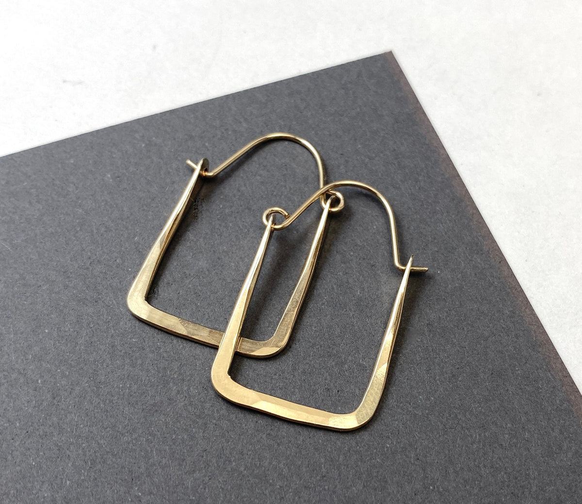 Rectangle gold filled hoop earrings