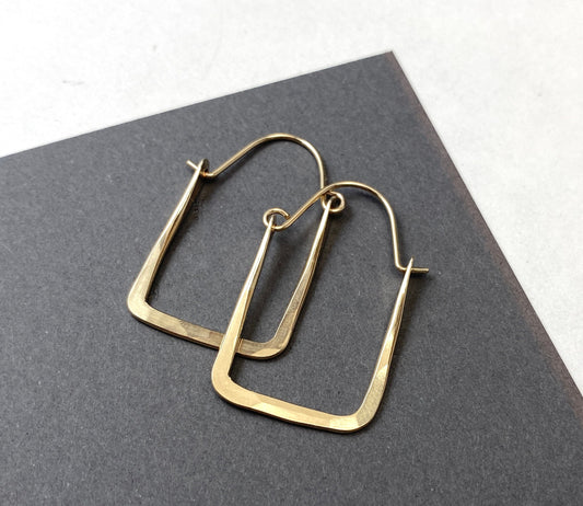 Rectangle gold filled hoop earrings