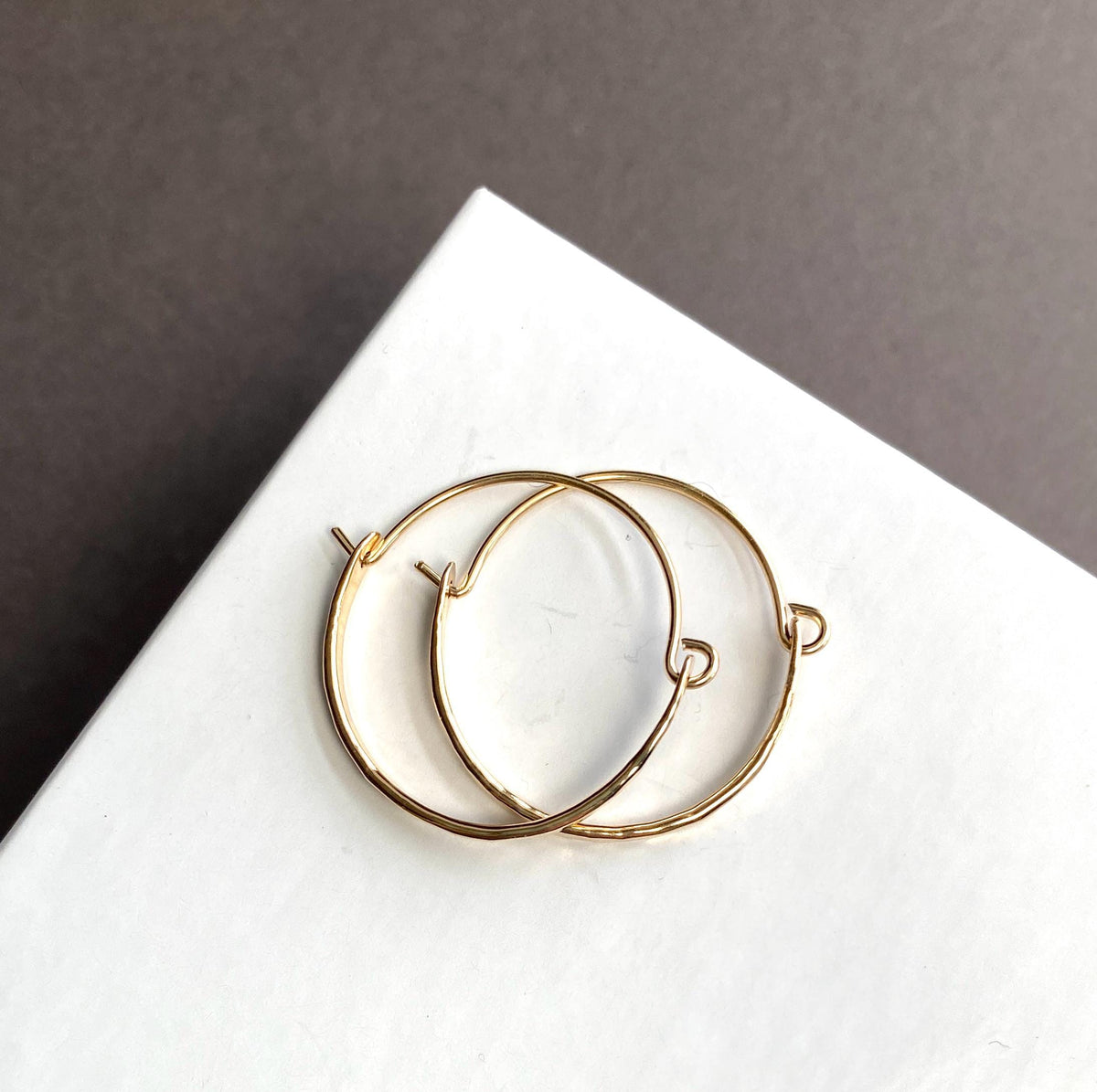 Small Gold Filled Hammered Hoop Earrings