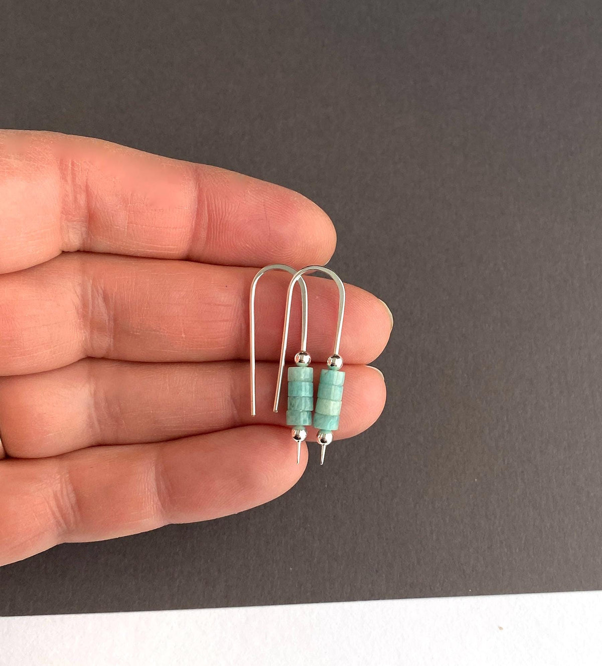 Sterling Silver Aqua Blue Gemstone Threader Drop Earrings