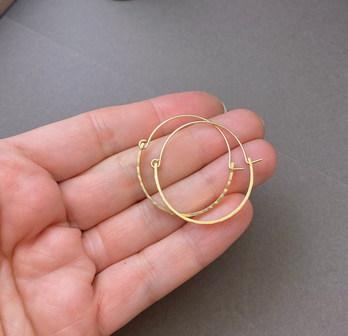 Modern Hammered Gold Filled Hoop Earrings