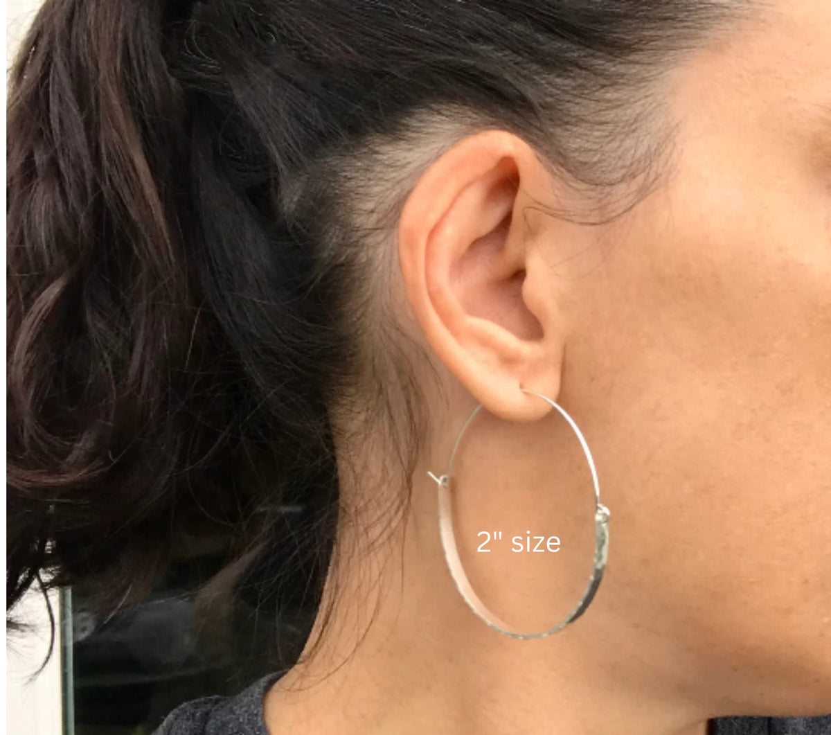 Hammered Sterling Silver Boho Hoop Earrings