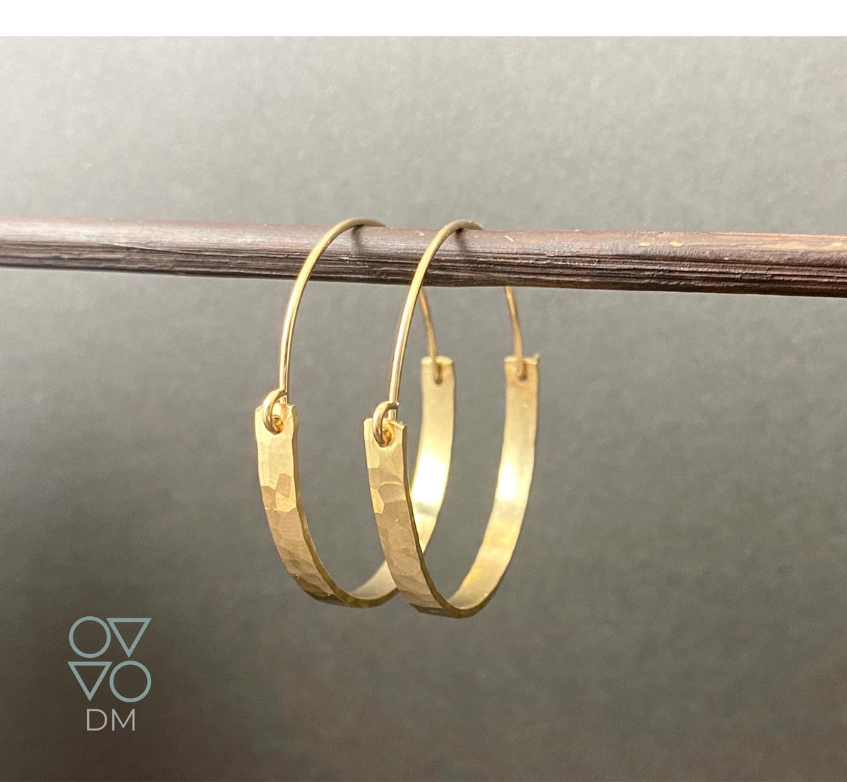 Modern Hammered Gold Filled Hoop Earrings