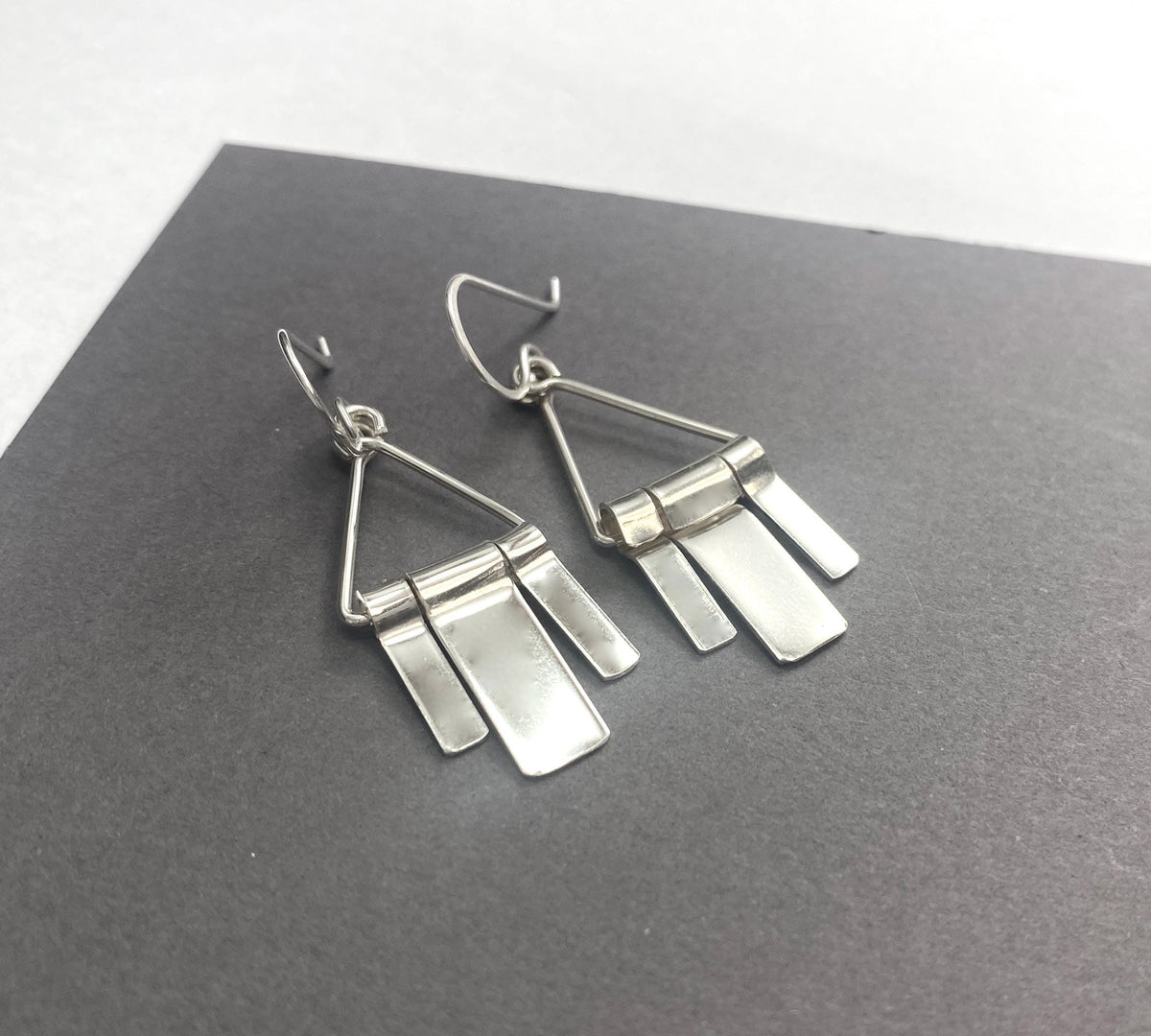 Sterling Silver Geometric Fringe Dangle Earrings