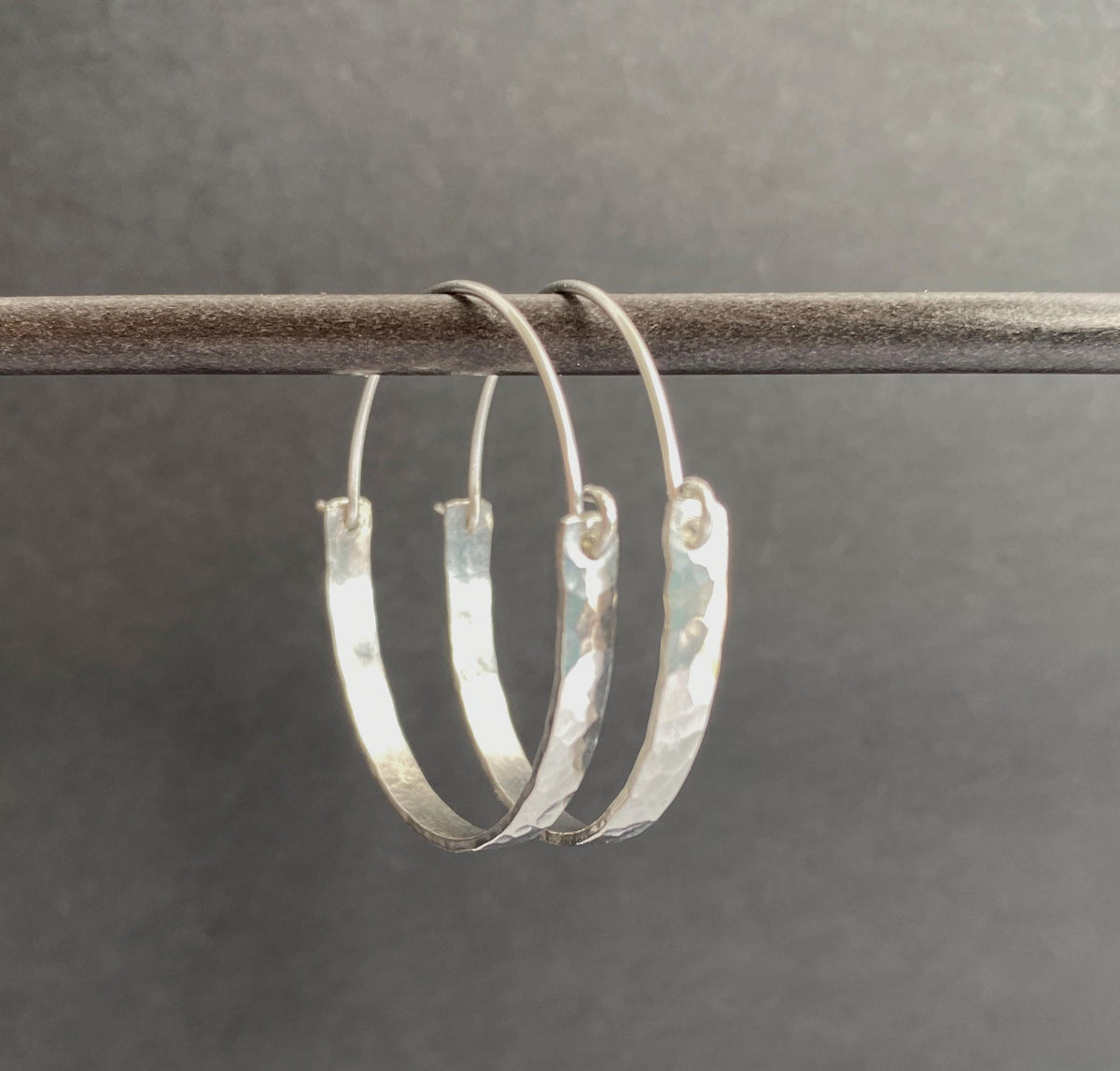 Hammered Sterling Silver Boho Hoop Earrings