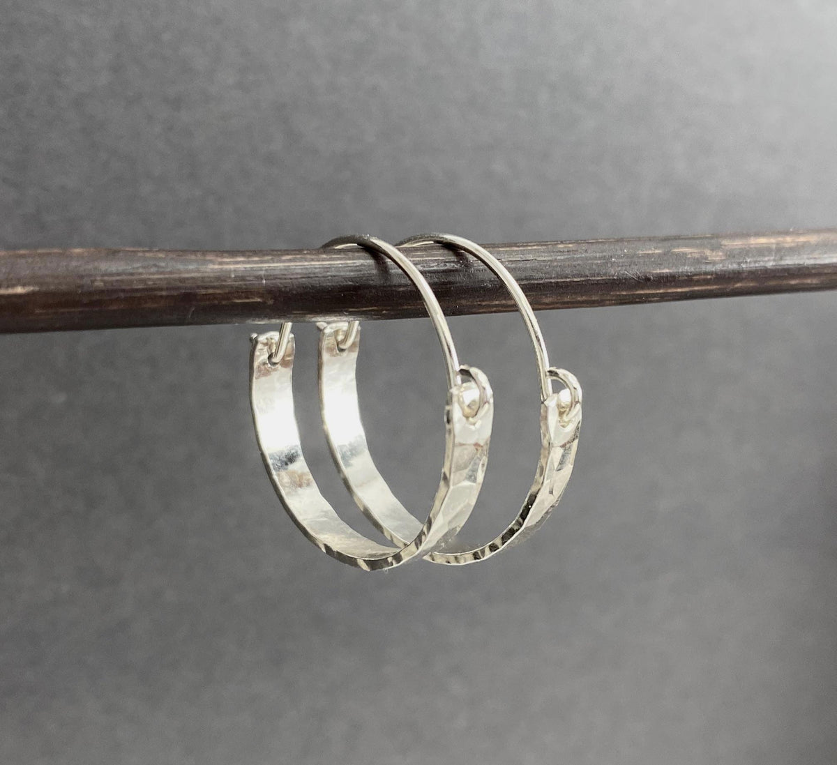 Small Hammered Sterling Silver Hoop Earrings