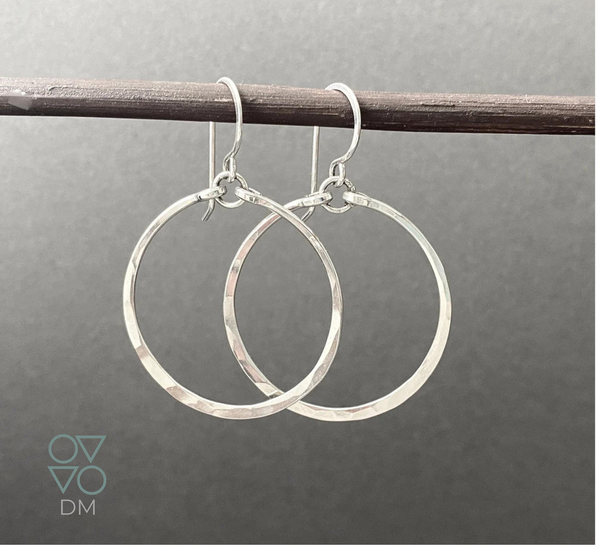 Sterling Silver Medium Dangle Hoop Earrings